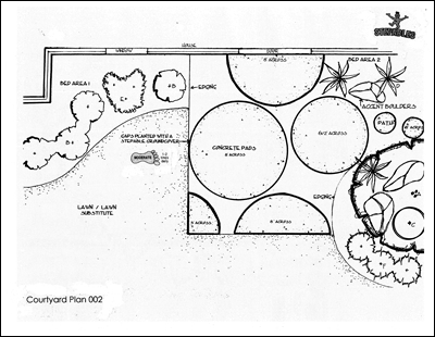 Courtyard Plan 002 - Bold and Bodacious Garden-SUN