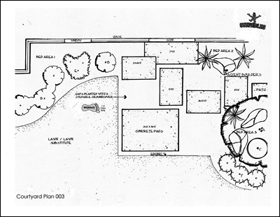 Courtyard Plan 003 - Bold and Bodacious Garden-SUN
